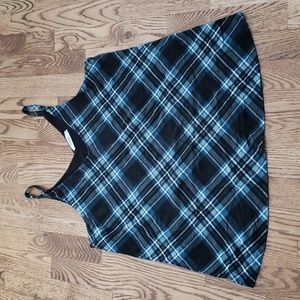 (M) Ricki's Plaid Print Tartan Cool Staple Accents Prarie V Neck Loose Fit Casua